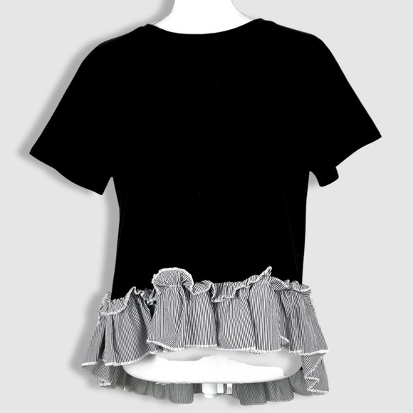 NICOLE MILLER NEW YOURK Super Cute High/ Low Ruffled Hem Short Sleeve Shirt - Picture 2 of 11